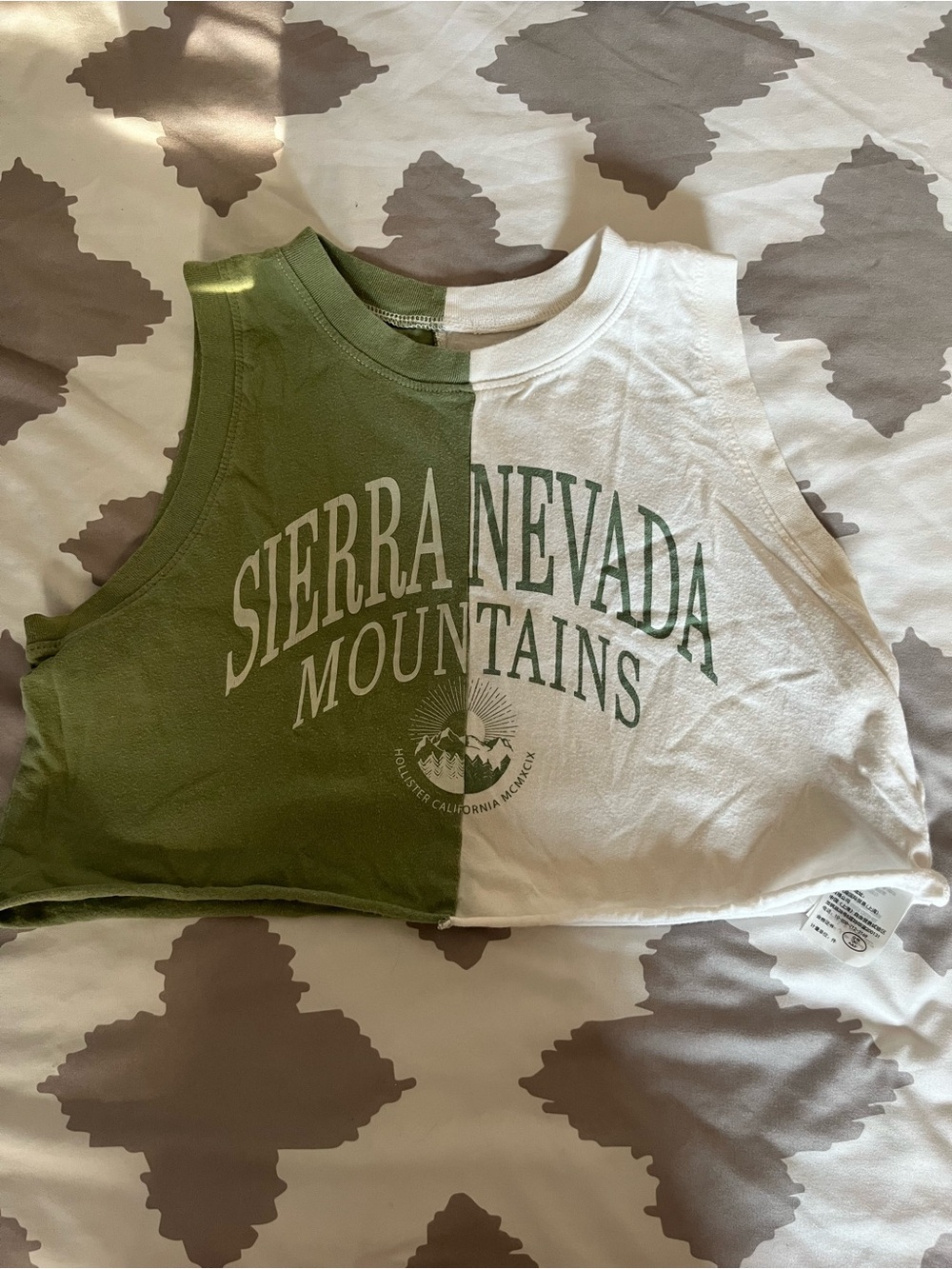 Hollister Two-Tone Green & White Sierra Nevada Kids Tank